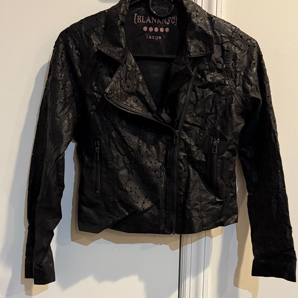 Blank NYC Textured Black Leather Jacket. Size large
